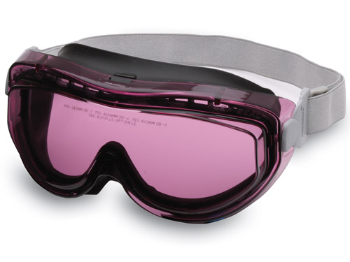 Laser safety eyewear features absorbing filters
